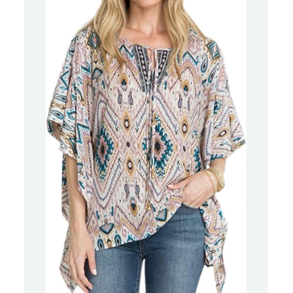 Jade by Johnny Was silk haya poncho top